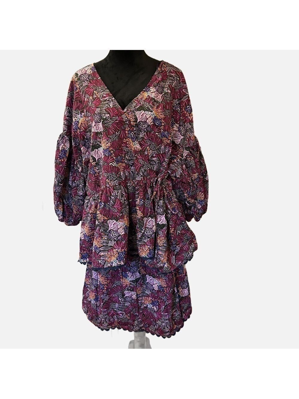 Kika Vargas Target Dress 2 Piece Boho Tribal 3X Purple Lace Edging Wrap Top Zip